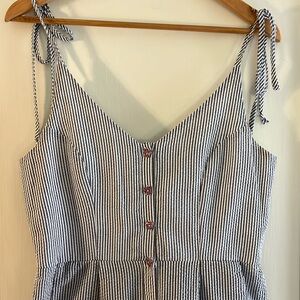 Seersucker Romper with Resin Glitter Butterfly Buttons!